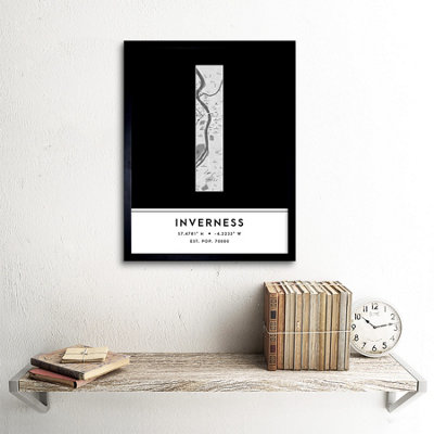 Framed Wall Art Inverness Scotland UK City Map Modern Typography ...