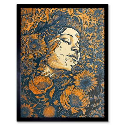 Framed Wall Art Loving Spring Floral Boho Duotone - 12X16 inch