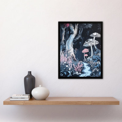 Framed Wall Art Magical Forest Mushroom Wildflower Path Fantasy Print ...