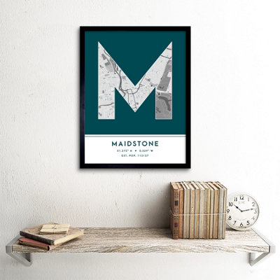 Framed Wall Art Maidstone England United Kingdom City Map Modern ...
