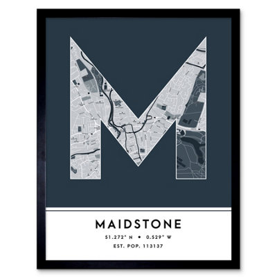 Framed Wall Art Maidstone England United Kingdom City Map Modern ...
