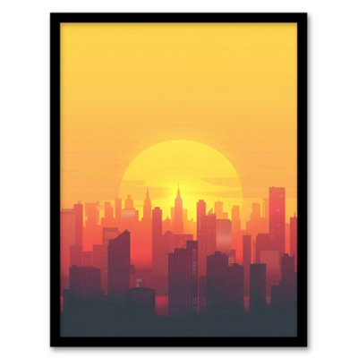 Framed Wall Art New York City Sunset Cityscape Skyline Design Print ...