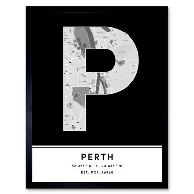 Framed Wall Art Perth Scotland UK City Map Modern Typography Stylish ...
