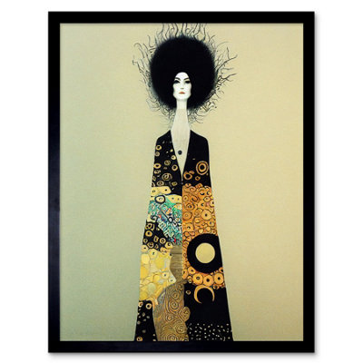 Framed Wall Art Portrait of Beautiful Woman Gustav Klimt Style Dress ...