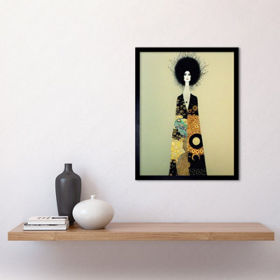 Framed Wall Art Portrait of Beautiful Woman Gustav Klimt Style Dress ...