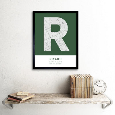 Framed Wall Art Riyadh Saudi Arabia City Map Modern Typography Stylish ...
