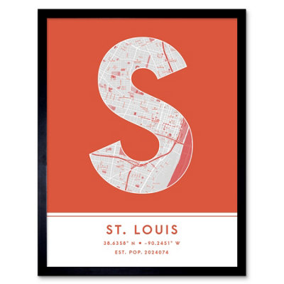 Framed Wall Art St Louis Missouri United States City Map Modern ...