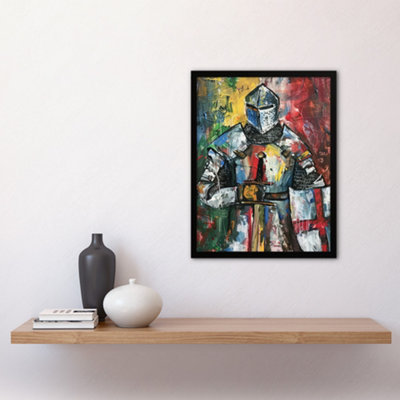 Framed Wall Art Templar Knight Medieval Armor Sword Painting Print ...