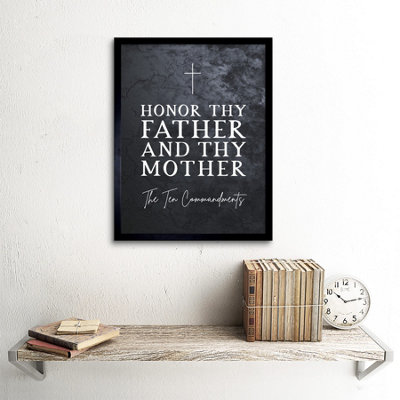 Framed Wall Art Ten Commandments Honor Thy Father and Mother Christian ...