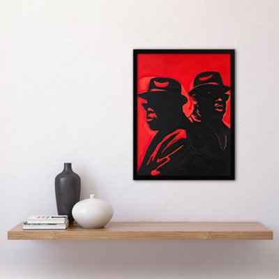 Framed Wall Art Two Rappers Red Black Portrait Painting Hip-Hop Print ...