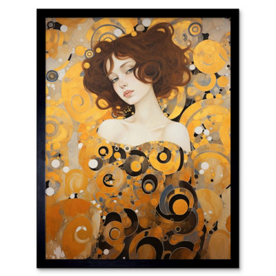 Framed Wall Art Woman Portrait Gustav Klimt Style Oil Painting Gold ...