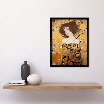 Framed Wall Art Woman Portrait Gustav Klimt Style Oil Painting Gold ...