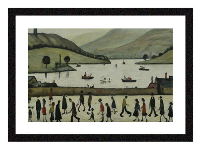 Framed Windermere Print. In the Lowry Style. 33cm (W) 24cm (H)  A4 Size Giclée Print. Freestanding or Wall Mounting
