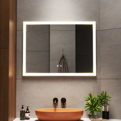 Large led deals wall mirror