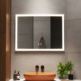 Frameless Anti-Fog Dimmable LED Wall Mirror Bathroom Mirror 80x60cm