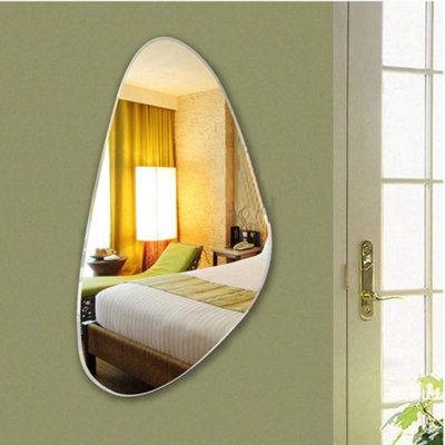 Frameless Asymmetric Irregular Shape Pebble Mirror Beveled Wall Mirror Tear Drop (Design 842) 50x70cm
