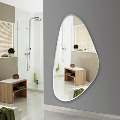 Frameless Asymmetric Irregular Shape Pebble Mirror Beveled Wall Mirror Tear Drop (Design 842) 50x70cm