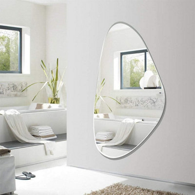 Frameless Asymmetric Irregular Shape Pebble Mirror Beveled Wall Mirror Tear Drop (Design 842)