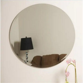 Frameless Round Wall Mounted Mirror Frameless Bathroom Living Room A Must have Mirror Home Decor (70x70 cm)