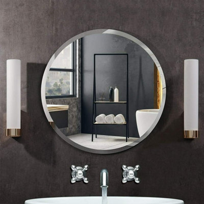 Frameless Round Wall Mounted Mirror L 60cm DIY at B&Q