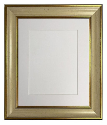 FRAMES BY POST Scandi Cream & Gold Picture Photo Frame with White Mount 14 x 11 Image Size A4