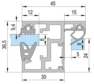 FrameTec Select 2.0 frame profile with cover strip, aluminium raw