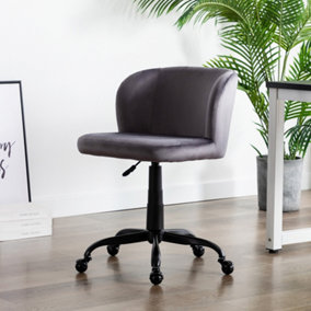 Frances Velvet Swivel Desk Study Home Office Computer Chair Livingroom Bedroom Chair Grey