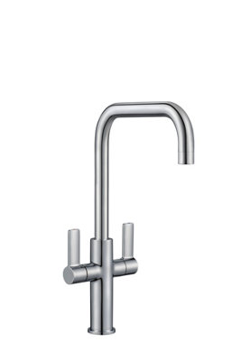 Francis Jeroni Horizontal Spout Two Handle Chrome Mono Kitchen Mixer Tap