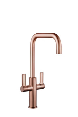 Francis Jeroni Horizontal Spout Two Handle Copper Mono Kitchen Mixer Tap