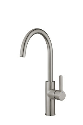 Francis Jeroni Swan Spout One Handle Brushed Nickel Cold Open Mono Kitchen Mixer Tap