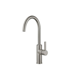 Francis Jeroni Swan Spout One Handle Brushed Nickel Cold Open Mono Kitchen Mixer Tap