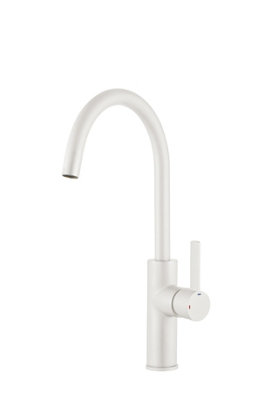 Francis Jeroni Swan Spout One Handle White Cold Open Mono Kitchen Mixer Tap