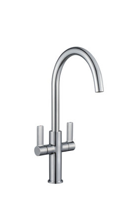 Francis Jeroni Swan Spout Two Handle Chrome Mono Kitchen Mixer Tap