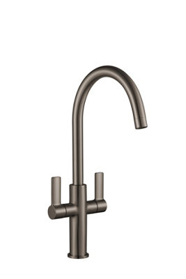 Francis Jeroni Swan Spout Two Handle Gunmetal Mono Kitchen Mixer Tap