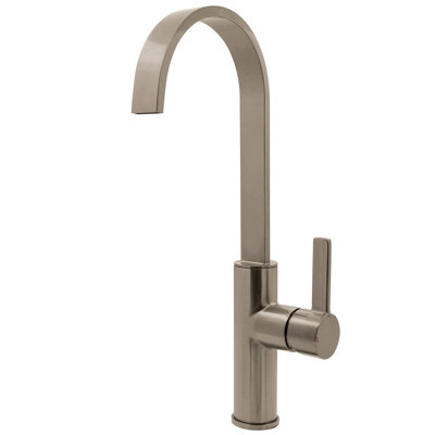 Francis Jeroni Swept Spout One Handle Brushed Nickel Cold Open Mono Kitchen Mixer Tap