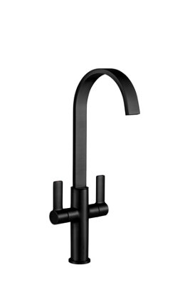 Francis Jeroni Swept Spout Two Handle Black Mono Kitchen Mixer Tap