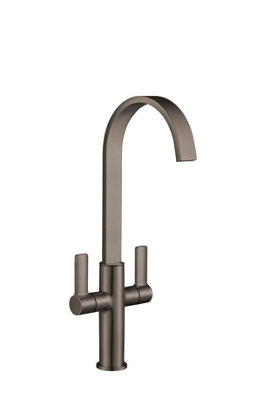 Francis Jeroni Swept Spout Two Handle Gunmetal Mono Kitchen Mixer Tap