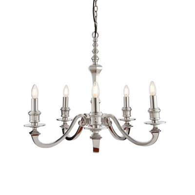 Francisco Polished Cast Aluminium Classic Candelabra Style 5 Light Ceiling Pendant