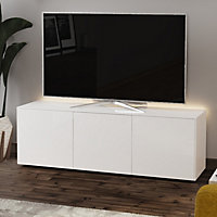 Frank Olsen High gloss SMART phone charging and ambient lighting large white TV Unit