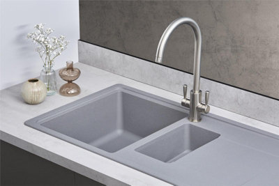 Franke Gemini GMD651UG 1.5 Bowl Tectonite Reversible Urban Grey Kitchen ...