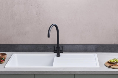Franke Junos JSD611-97PW 1.0 Bowl Tectonite Reversible Inset White Kitchen Sink