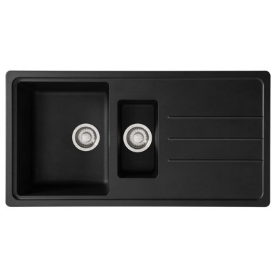 SIA NALI15BL 1.5 Bowl Black Composite Inset Kitchen Sink | DIY at B&Q