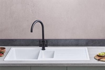 Franke Junos JSD651-97PW 1.5 Bowl Tectonite Reversible Inset White Kitchen Sink