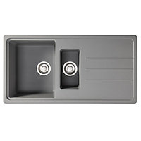 Franke Junos JSD651-97UG 1.5 Bowl Tectonite Reversible Inset Grey Kitchen Sink