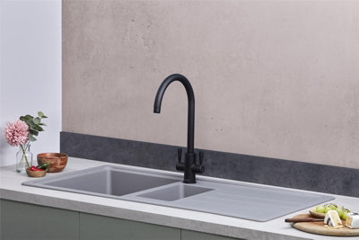 Franke Junos JSD651-97UG 1.5 Bowl Tectonite Reversible Inset Grey Kitchen Sink
