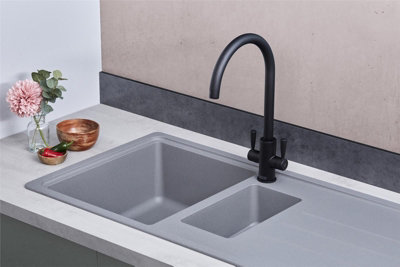 Franke Junos JSD651-97UG 1.5 Bowl Tectonite Reversible Inset Grey Kitchen Sink