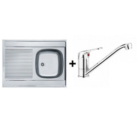 Franke Kitchen Sink Single Bowl Sit on Drainer Steel 800 x 600 with Deante Mixer Tap