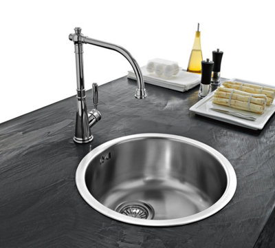Franke Rambla Stainless Steel Round Kitchen Inset Sink, Easy To Clean, 430mm (Length) x 180mm (Depth)