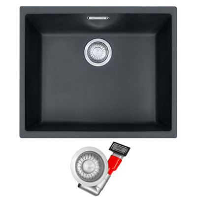 Franke Sirius 1.0 Bowl Carbon Black Undermount Kitchen Sink & Tectonite Surface