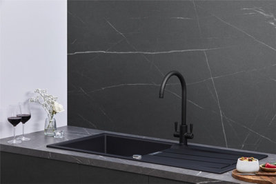 Franke Sirius S2D611CB 1.0 Bowl Tectonite Carbon Black Reversible Kitchen Sink